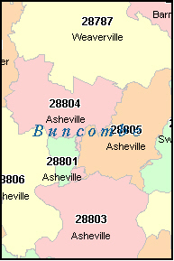 ASHEVILLE North Carolina, NC ZIP Code Map Downloads