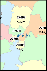 RALEIGH North Carolina, NC ZIP Code Map Downloads