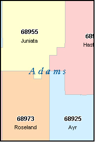 ADAMS County, Nebraska Digital ZIP Code Map