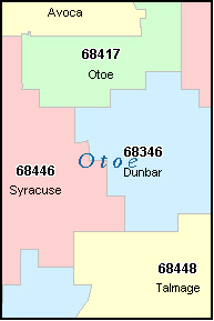 OTOE County, Nebraska Digital ZIP Code Map