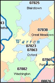 WARREN County, New Jersey Digital ZIP Code Map