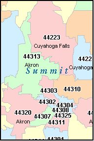AKRON Ohio, OH ZIP Code Map Downloads