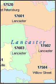 zip pa lancaster map code codes county pennsylvania