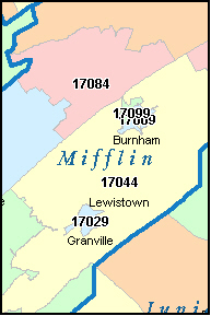 MIFFLIN County, Pennsylvania Digital ZIP Code Map