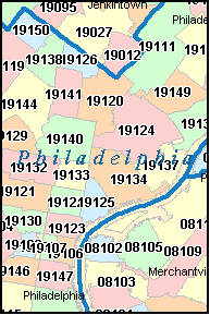 Downtown Philadelphia Zip Code Map - United States Map