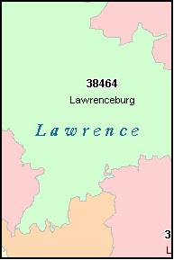 LAWRENCE County, Tennessee Digital ZIP Code Map