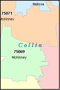 MCKINNEY Texas, TX ZIP Code Map Downloads