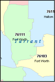 FORT WORTH Texas, TX ZIP Code Map Downloads