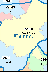WARREN County, Virginia Digital ZIP Code Map