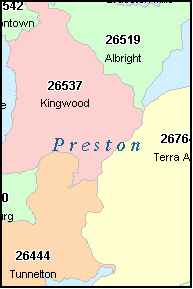 county preston zip map code wv virginia west