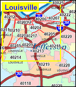 29 Louisville Ky Zip Code Map