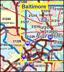 Maryland ZIP Code Map including County Maps