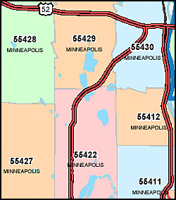 Minnesota ZIP Code Map including County Maps