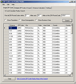 Zip Code Radius Finder Application