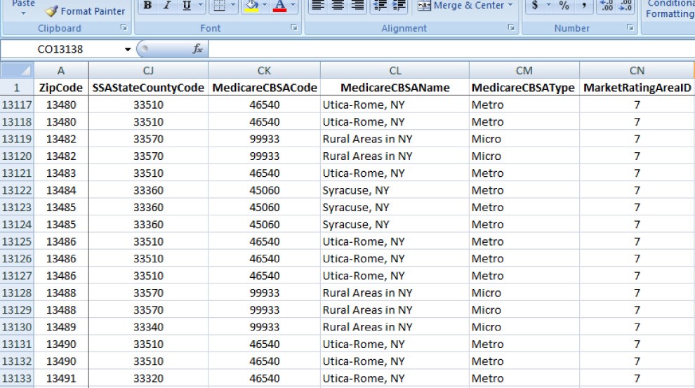 Source. www.zip-codes.com. new Medicare CBSA Data in ZIP Code Database. 